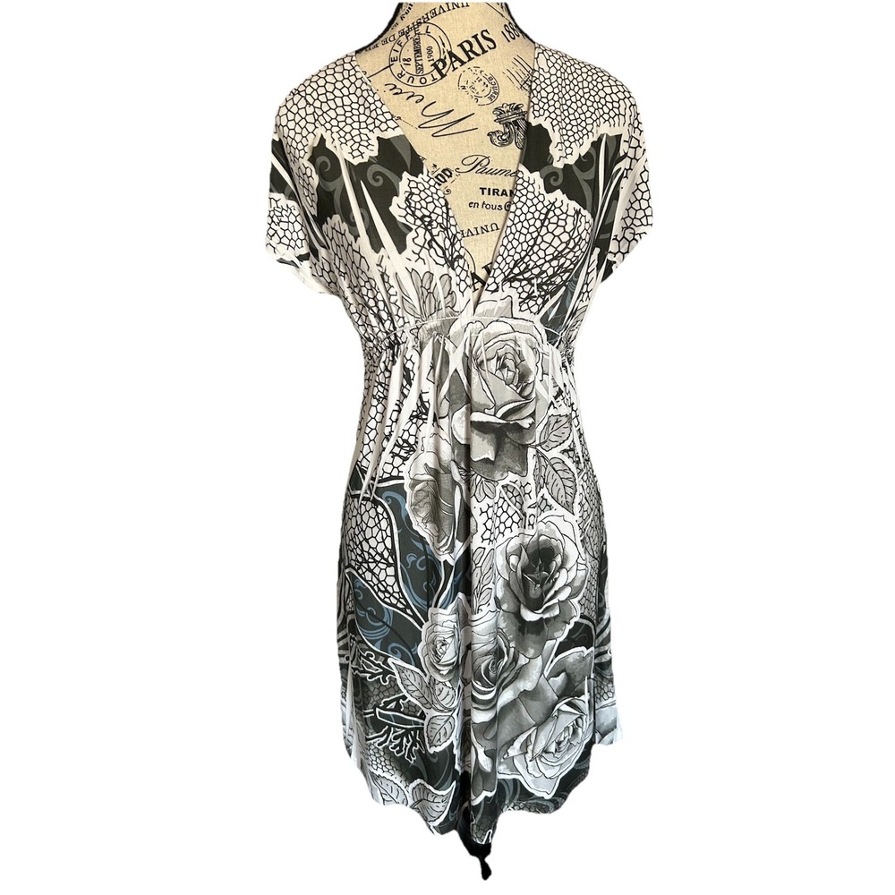 Women's Vintage Color In Motion Y2K Floral Graphic Print Dress L Made In USA